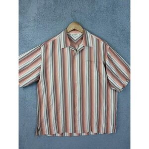 Tommy Bahama Shirt Mens Medium Orange Silk Short Sleeve Button Camp Casual Mens